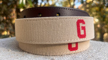 Georgia Bulldogs Needlepoint Belt | Khaki and Red | Custom UGA Gameday Belt